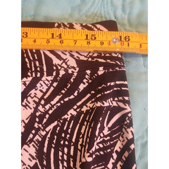 Susan Graver Womens Small Brown White Leave Liquid Knit Pull On Pants Travel - Picture 4 of 6